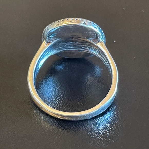 Round black obsidian S925 silver ring - Picture 4 of 9